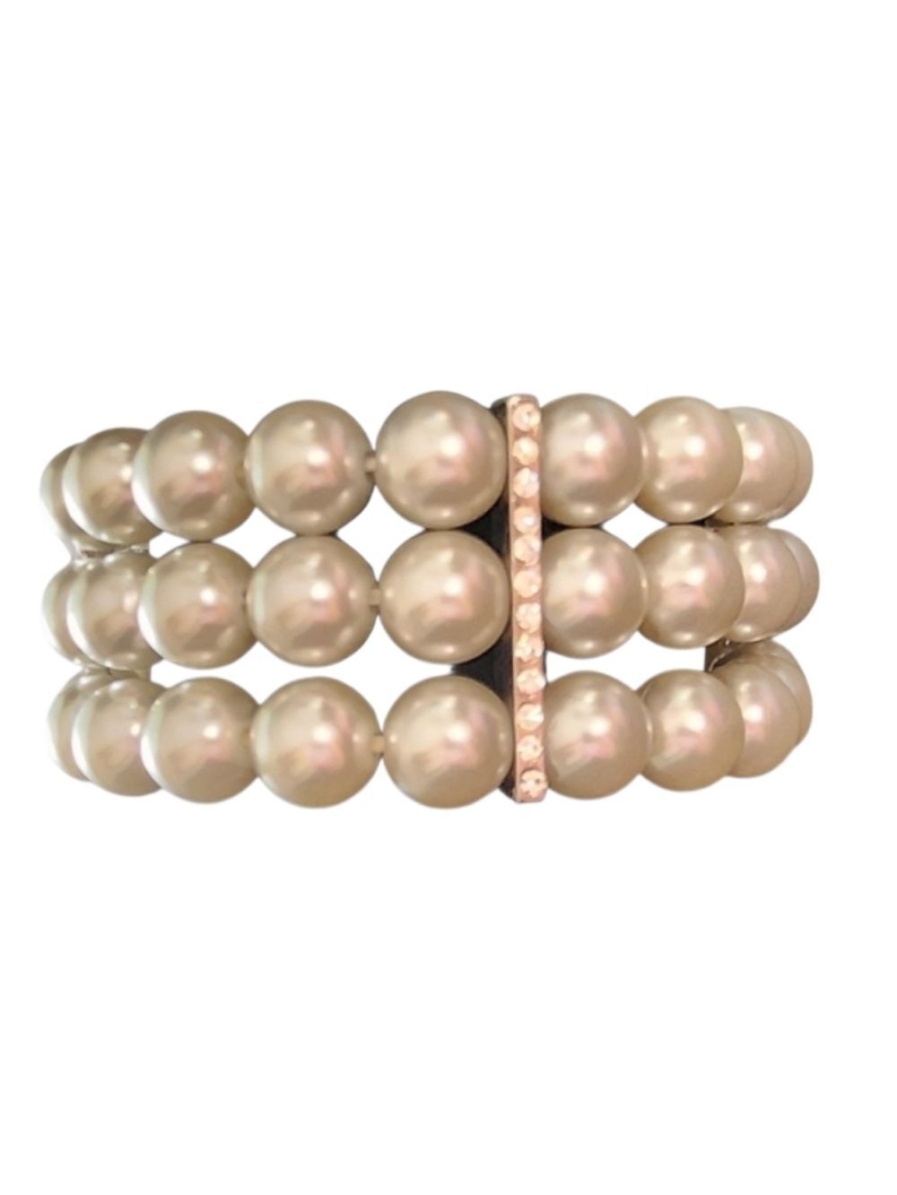 Gray Faux Pearl Bracelet with Rhinestone Accents